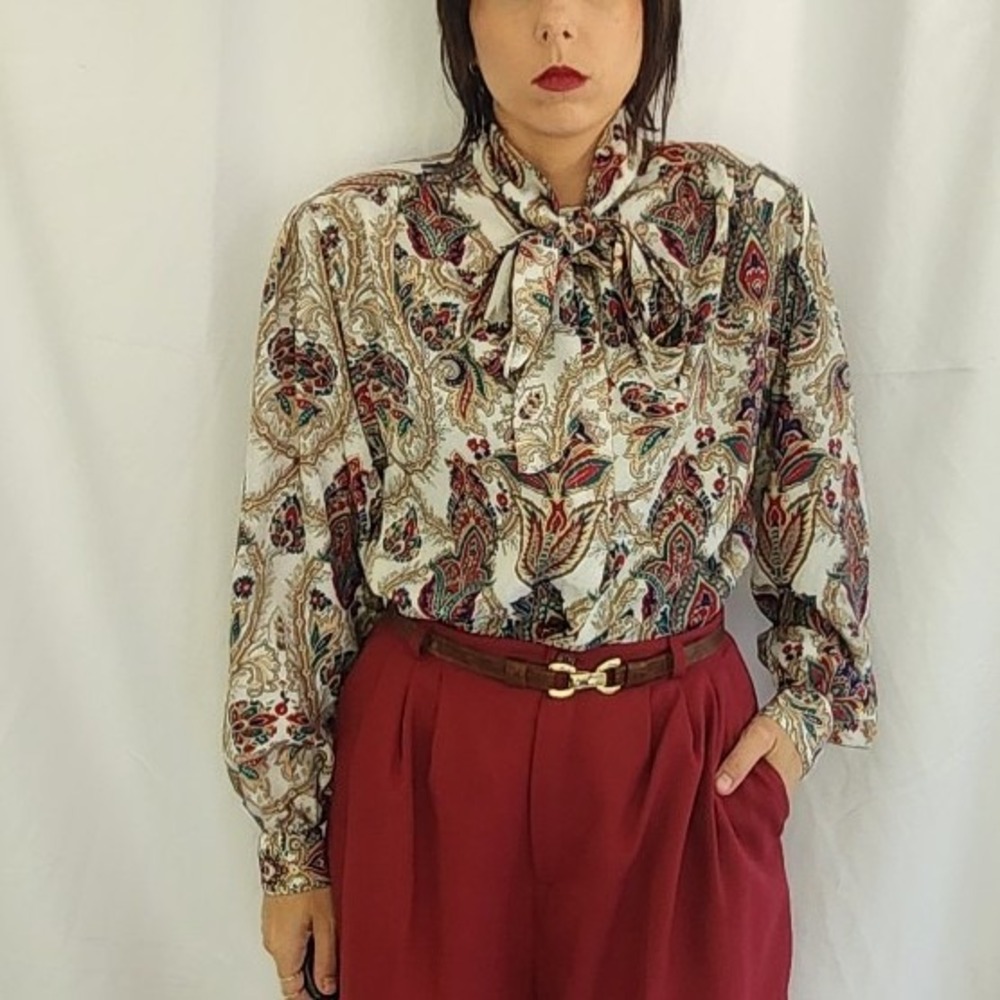 80s/90s Colorful Paisley Print Blouse